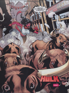 The Defenders #1 - She-Hulk at the Running of the Bulls in Pamplona The Defenders #1 - She-Hulk at the Running of the Bulls in Pamplona