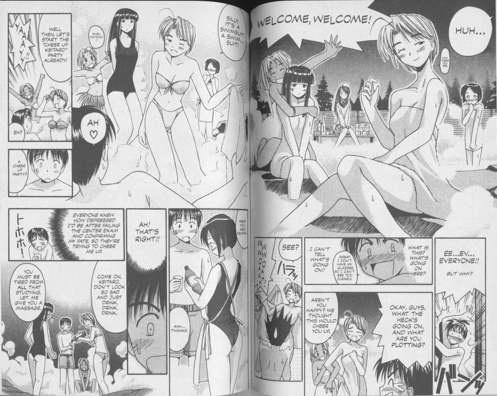 Love Hina Book 2 - Cheering Up Keitaro with Their Bodies