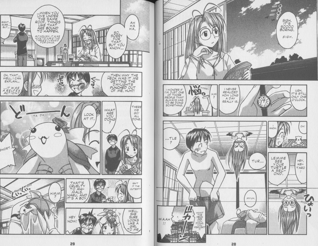 Love Hina Book #4 - Role Reversal - Naru sees Keitaro changing