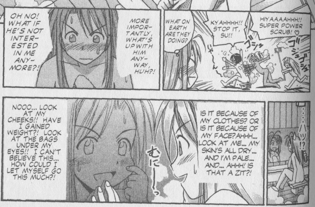 Love Hina Book 7 - Naru doubts her looks because Keitaro is ignoring her