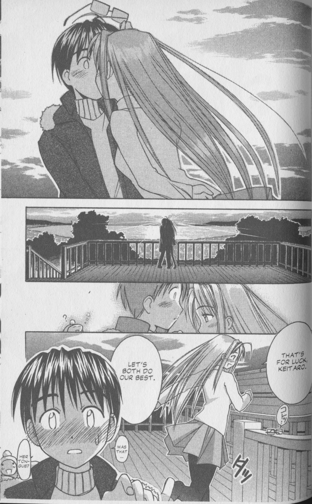 Love Hina Book 7 - Naru kisses Keitaro for good luck