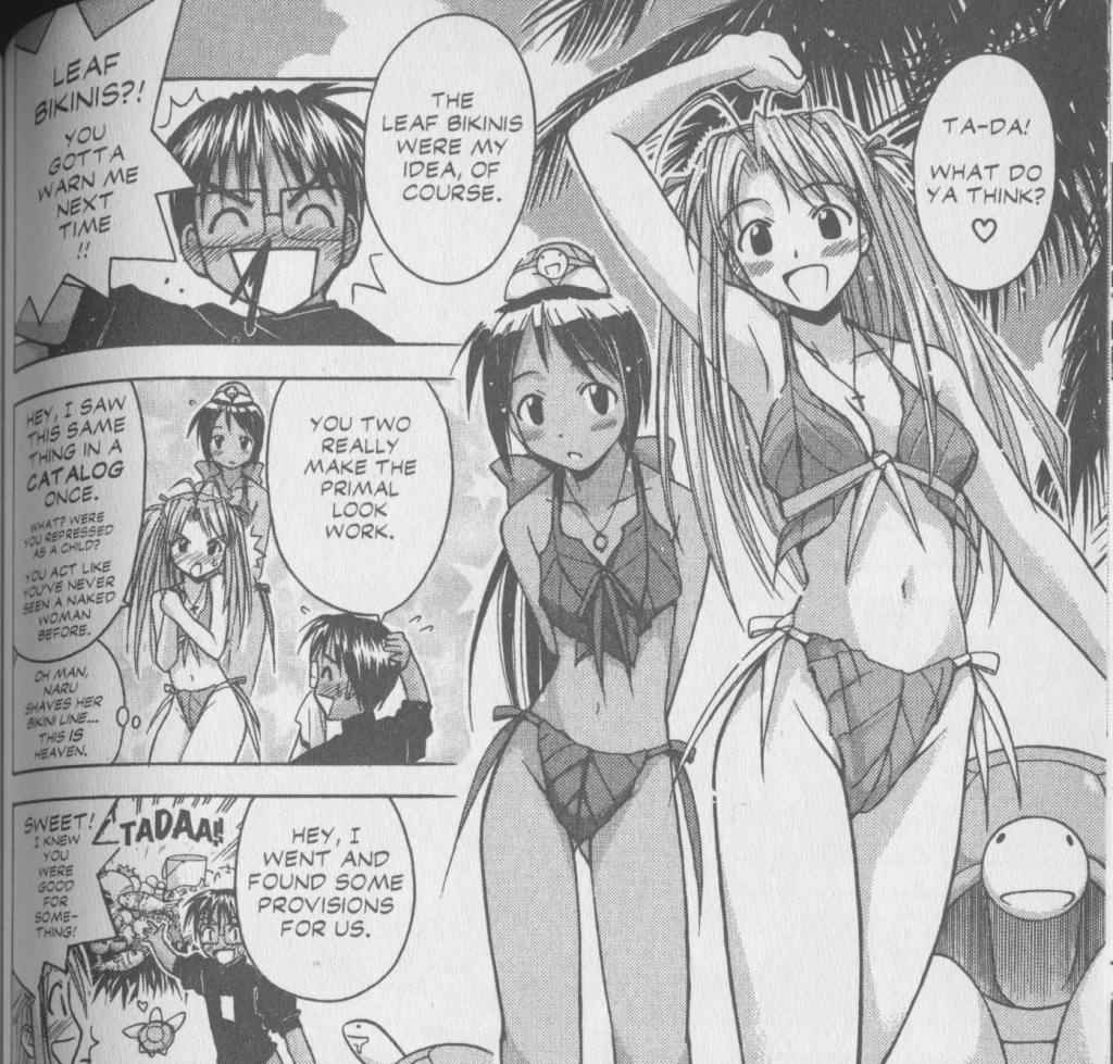 Love Hina Book 8 - Naru and Nyamo in Leaf Bikinis/ Naru Shaves her Bikini Line