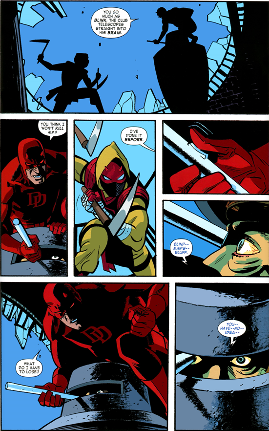 Daredevil v3 #27: Daredevil threatens to kill Bullseye again.