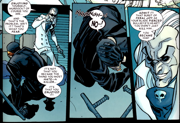 Daredevil Reborn #4: Matt is afraid he is like Bullseye.