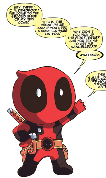 Deadpool v4 #2: Let Chibi Deadpool tell you what's going on. Also, he's going to mock you a little.