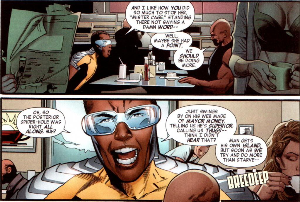 Mighty Avengers v2 #1: Victor thinks Spider-Man is a hypocrite.