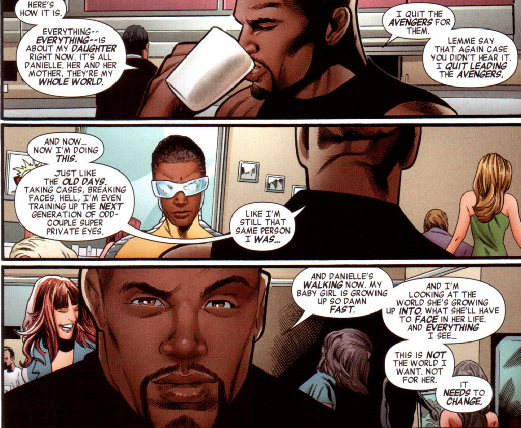 Mighty Avengers v2 #1: Luke Cage wants to make the world better for his daughter.