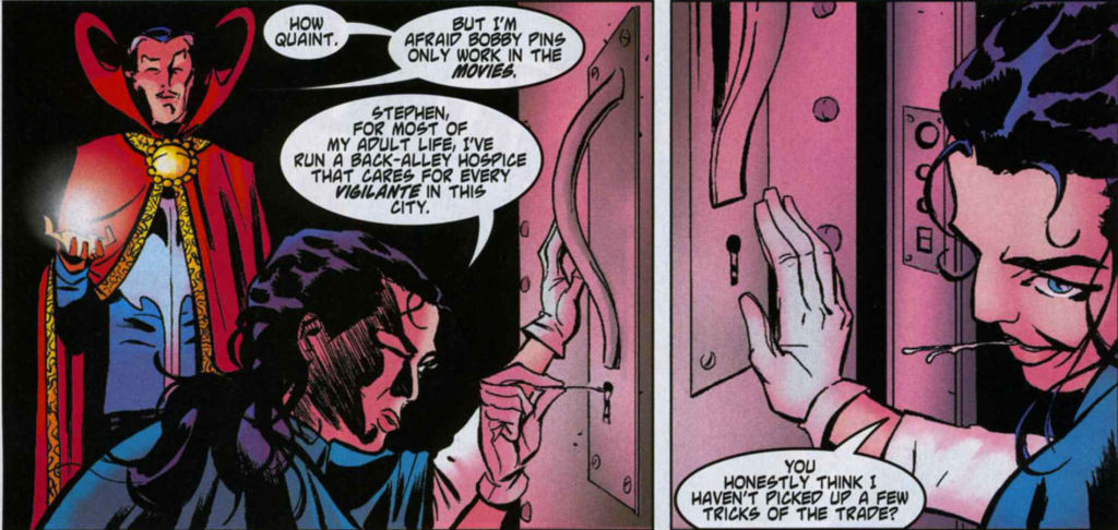 Doctor Strange: The Oath #2: The Night Nurse picking a lock.