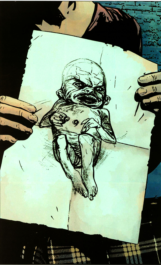 Daredevil v2 #73: A drawing of the demon baby.