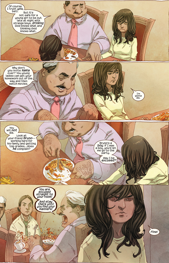 Ms. Marvel #1: Kamala calls her dad on his unfairness.