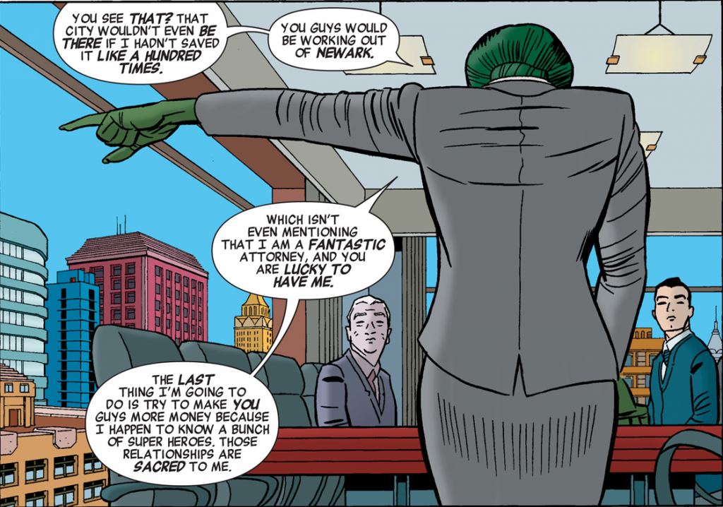 She-Hulk v3 issue #1 – Jennifer Walters refuses to be used and disrespected.