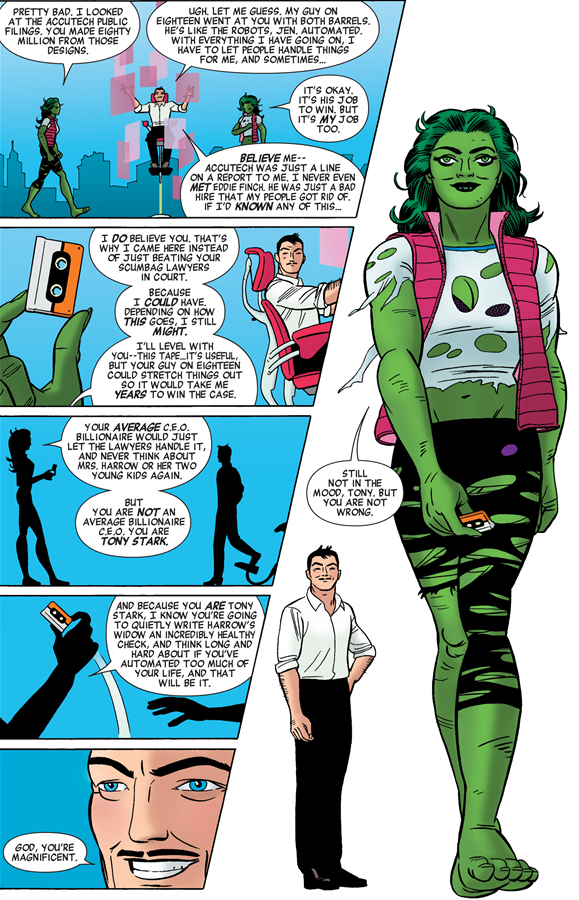 She-Hulk v3 issue #1 – Tony Stark is right. Jennifer is magnificent.