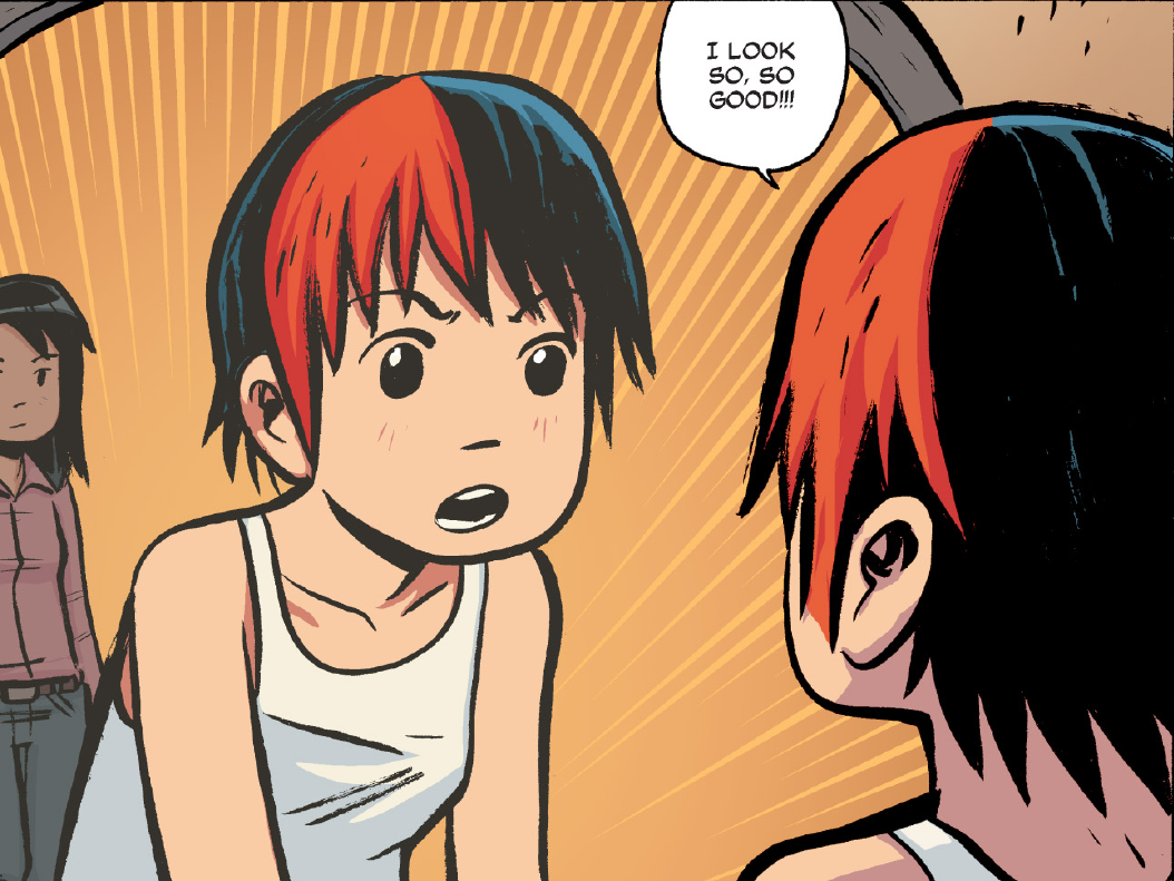 Scott Pilgrim vs The World - Knives dyes her hair.