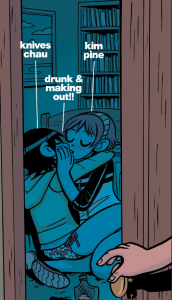 Scott Pilgrim Vol 4 - Kim and Knives making out drunk