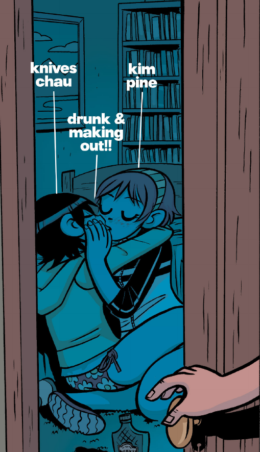 Scott Pilgrim Vol 4 - Kim and Knives making out drunk.