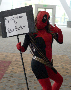 Deadpool informs us that "Spiderman is Peter Parker"