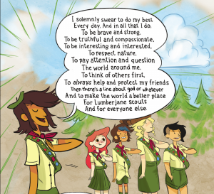 Lumberjanes Vol 1 - Referencing Summer camp and girl scout tropes